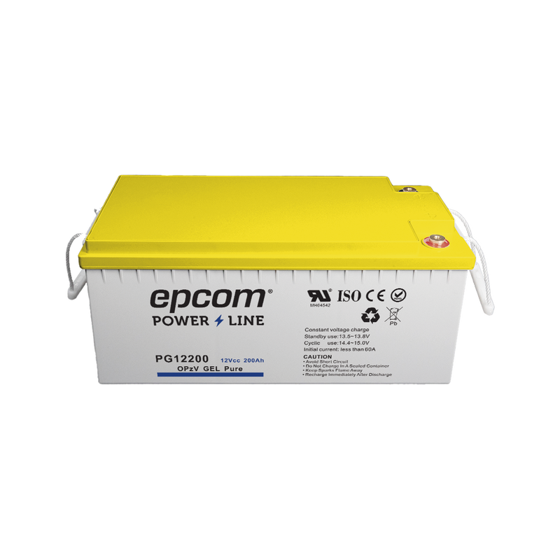 Batería de GEL PURO OPzV 12 V @ 200 Ah Ciclo profundo Uso en Aplicaciones Fotovoltaicas y de Respald EPCOM POWERLINE PG12200 - SILYMX