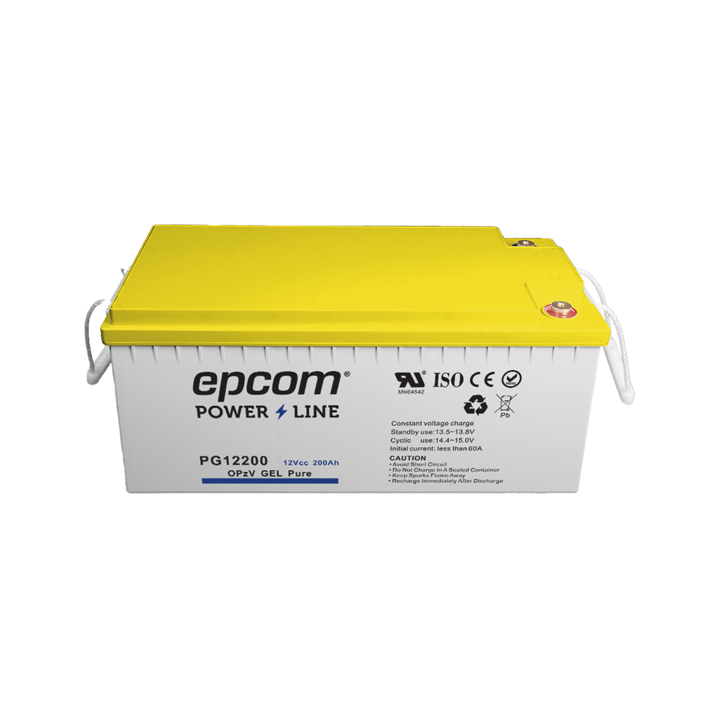 Batería de GEL PURO OPzV 12 V @ 200 Ah Ciclo profundo Uso en Aplicaciones Fotovoltaicas y de Respald EPCOM POWERLINE PG12200 - SILYMX