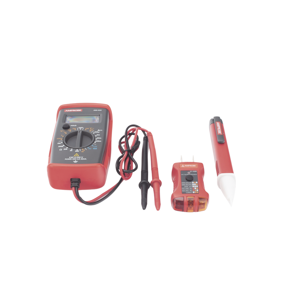 KIT Básico 3 en 1 con Multímetro Digital + Detector de Tensión sin Contacto + Comprobador de Fase GFCI PK-110 - SILYMX