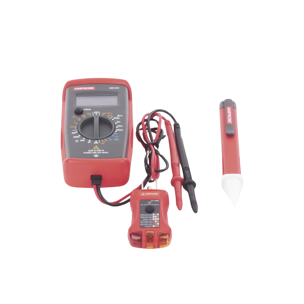 KIT Básico 3 en 1 con Multímetro Digital + Detector de Tensión sin Contacto + Comprobador de Fase GFCI PK-110 - SILYMX