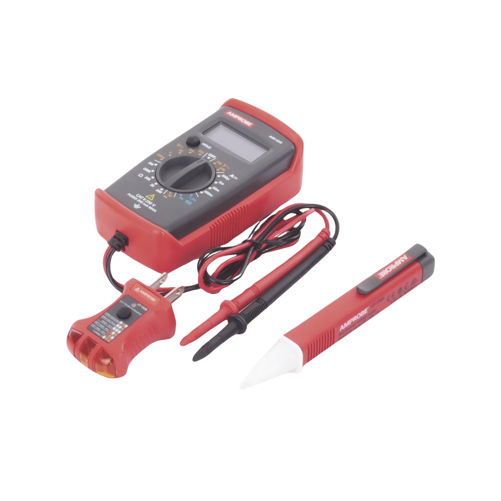 KIT Básico 3 en 1 con Multímetro Digital + Detector de Tensión sin Contacto + Comprobador de Fase GFCI PK-110 - SILYMX