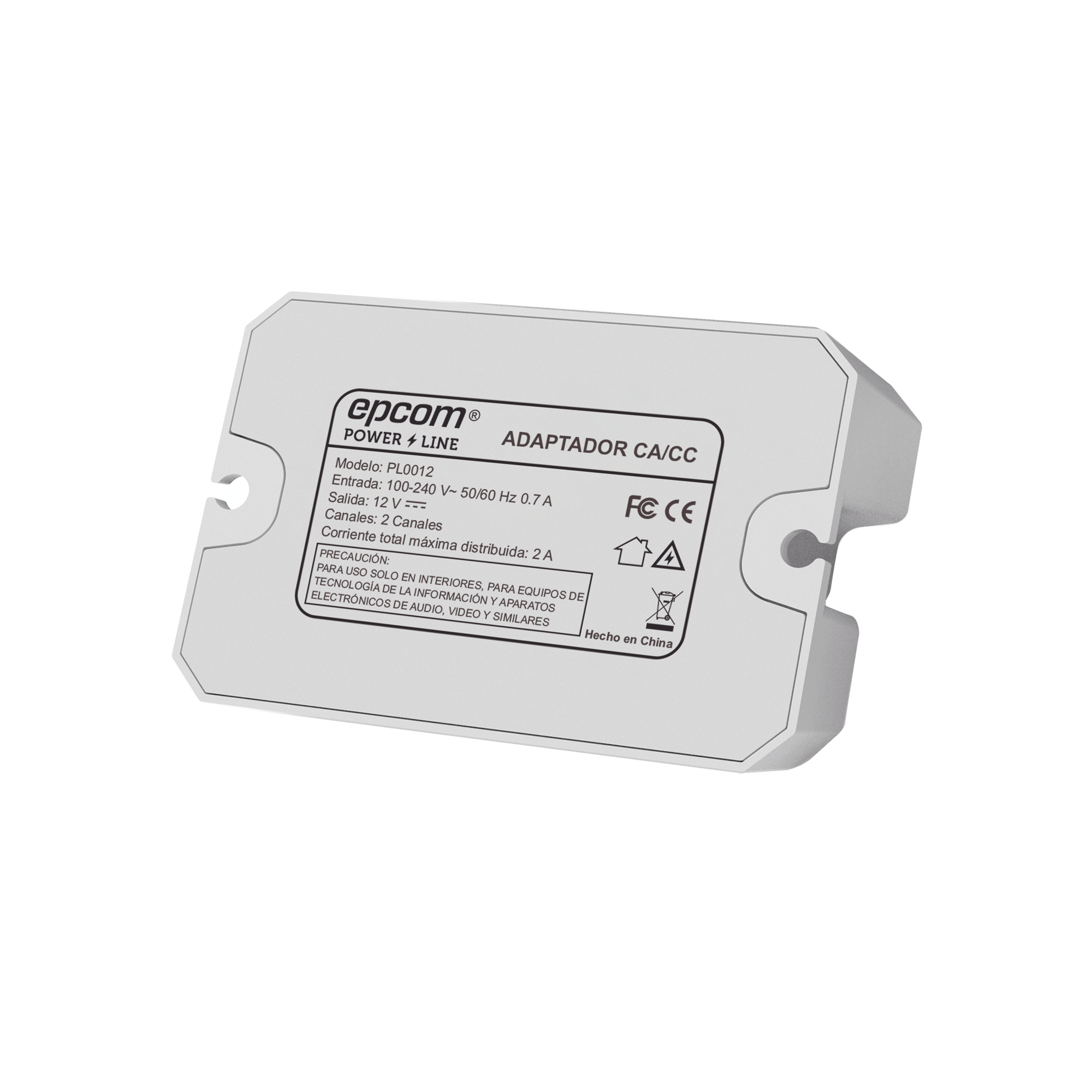 Fuente de alimentación  12 Vcc 2 Amperes Terminales de entrada para Vca en 2 pines 2 salidas para Vcc en 2 pines EPCOM POWERLINE PL0012 - SILYMX