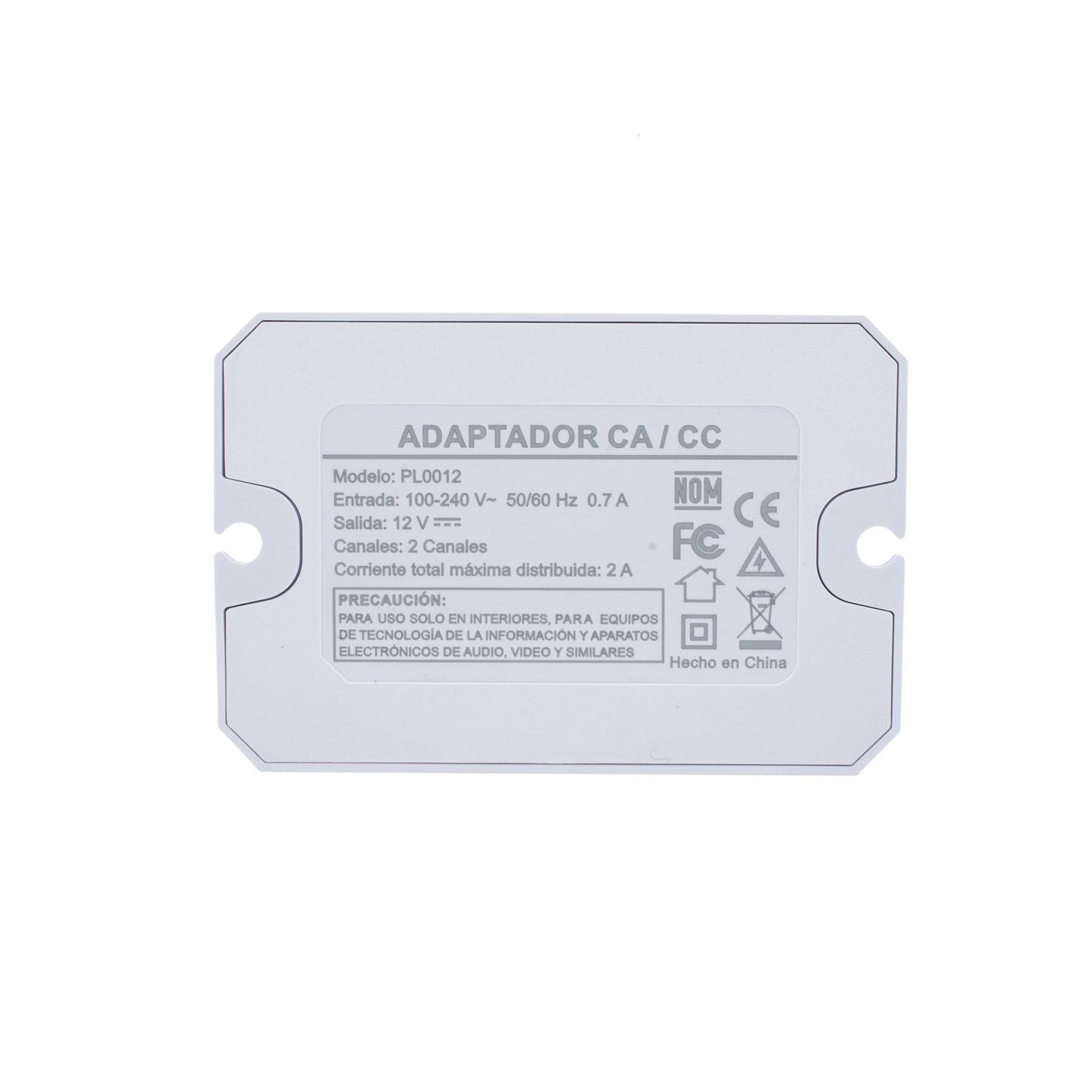 Fuente de alimentación  12 Vcc 2 Amperes Terminales de entrada para Vca en 2 pines 2 salidas para Vcc en 2 pines EPCOM POWERLINE PL0012 - SILYMX