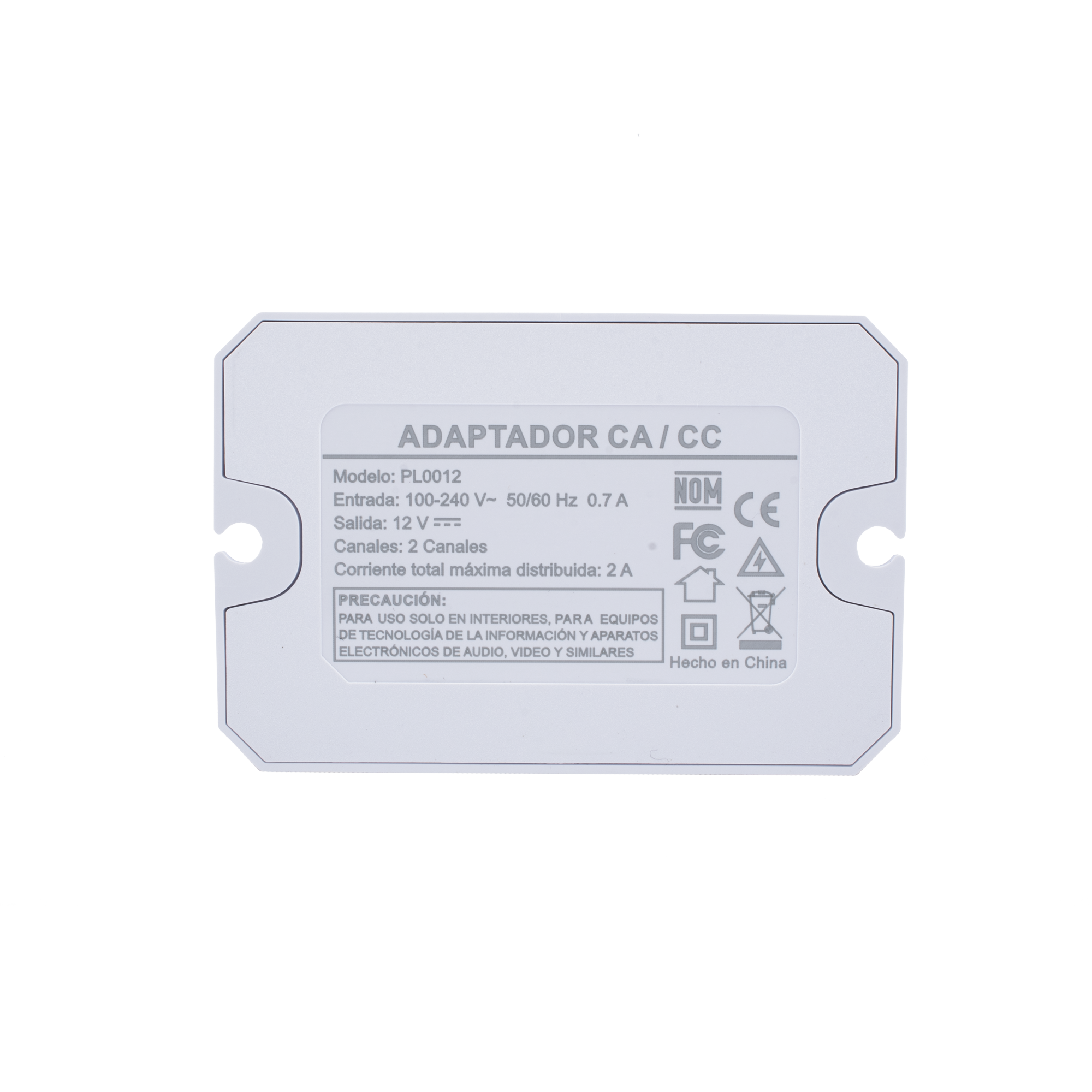 Fuente de alimentación  12 Vcc 2 Amperes Terminales de entrada para Vca en 2 pines 2 salidas para Vcc en 2 pines EPCOM POWERLINE PL0012 - SILYMX