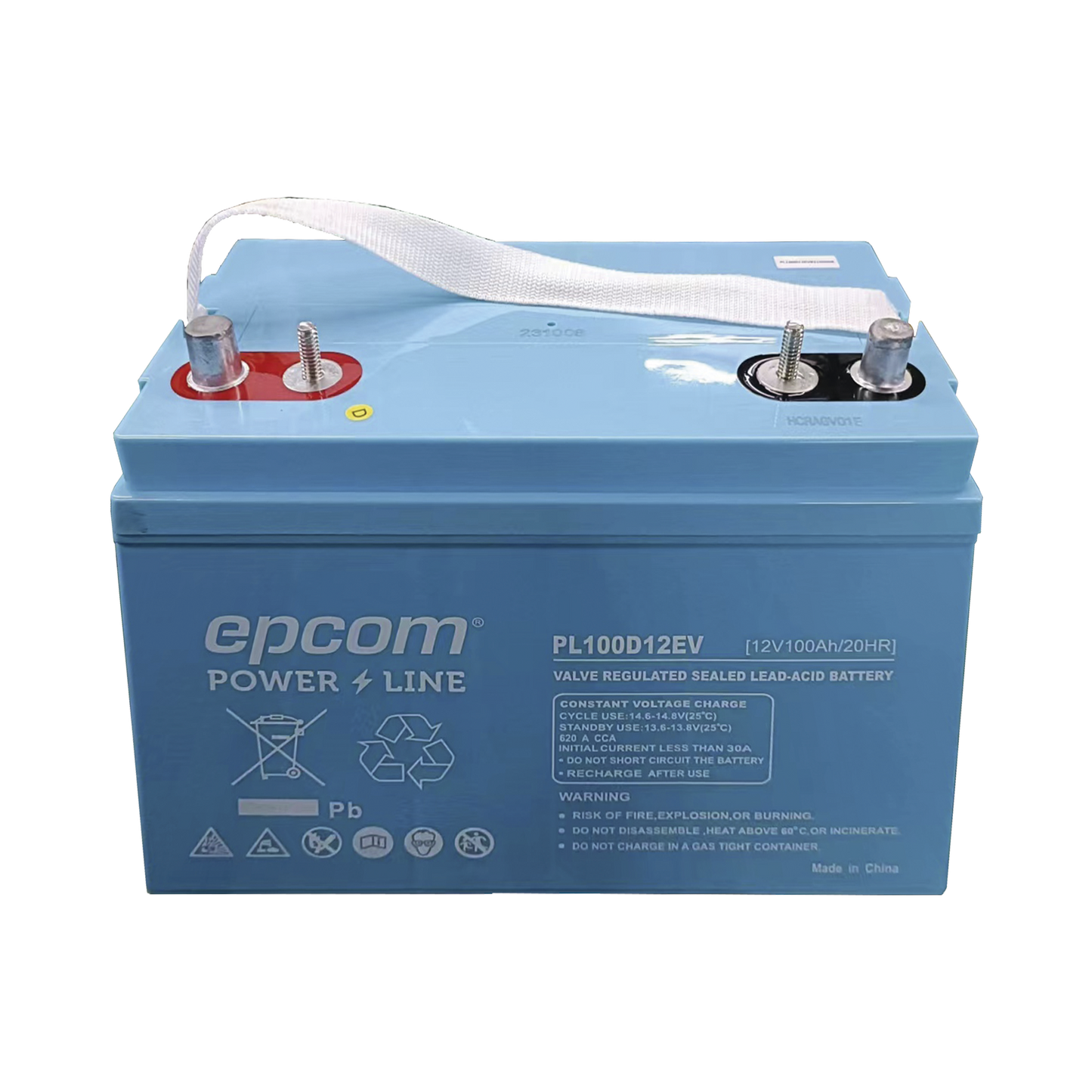 Batería Marina de Ciclo Profundo 12V@100Ah AGM-VRLA Terminal F22 620A CCA/ Lanchas/ Autos Eléctricos /Carritos Golf EPCOM POWERLINE PL100D12EV - SILYMX