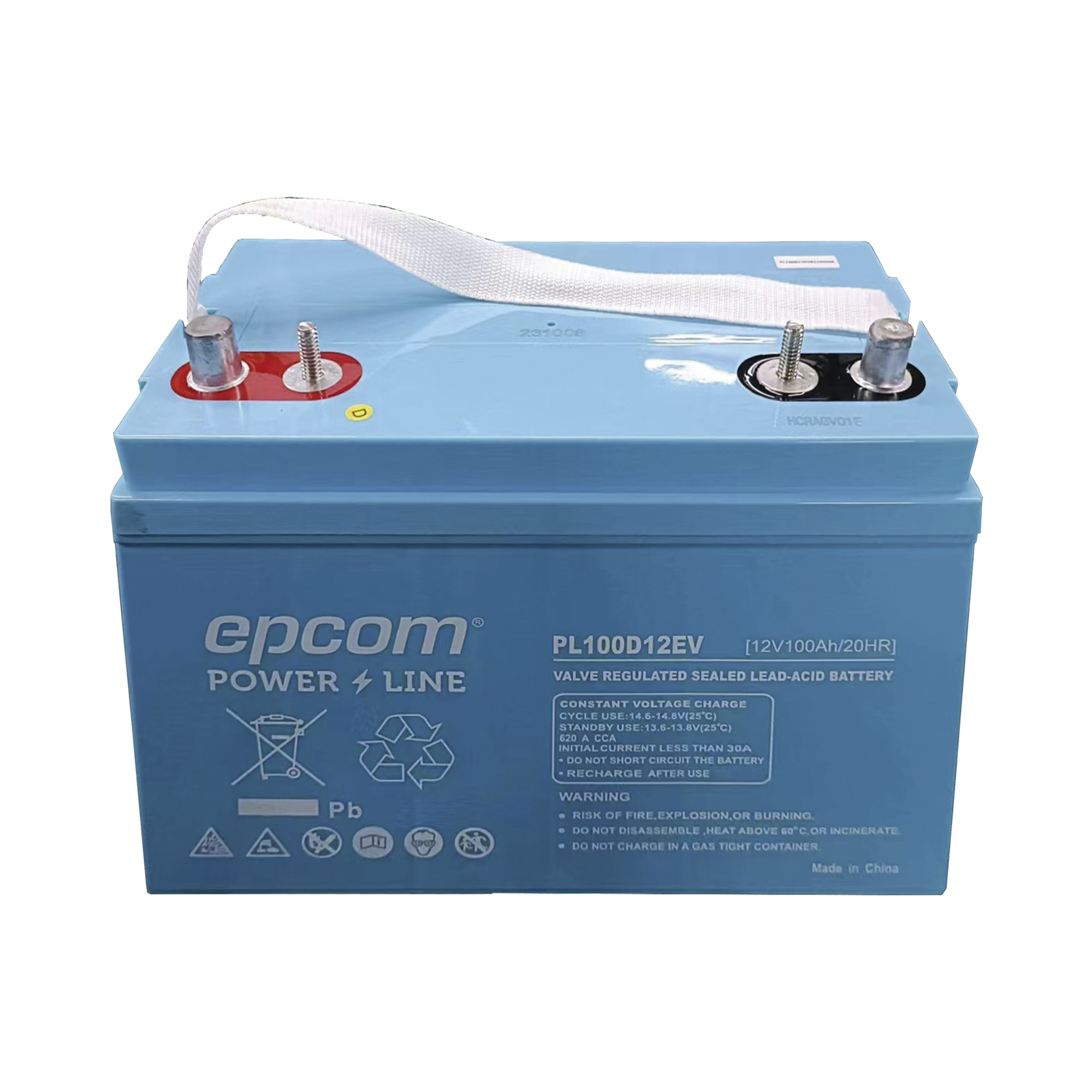 Batería Marina de Ciclo Profundo 12V@100Ah AGM-VRLA Terminal F22 620A CCA/ Lanchas/ Autos Eléctricos /Carritos Golf EPCOM POWERLINE PL100D12EV - SILYMX