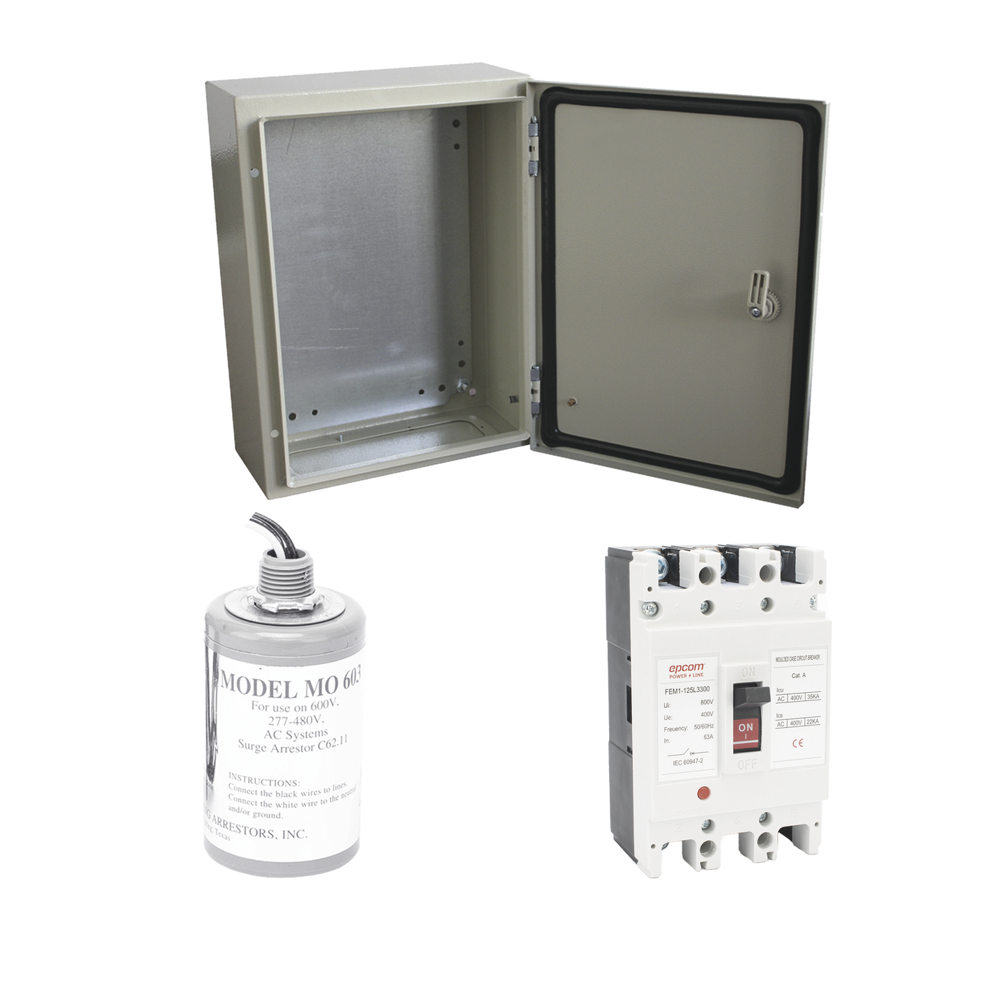 Kit de Centro de Carga Trifásico EPCOM · 690 VCA · 125 A · 3 Polos · Supresor de Descargas Atmosféricas PL125ACA - SILYMX
