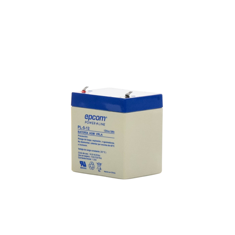 Batería de Respaldo 12V 5 Ah AGM-VRLA Terminals tipo F1 UL PL512 - SILYMX