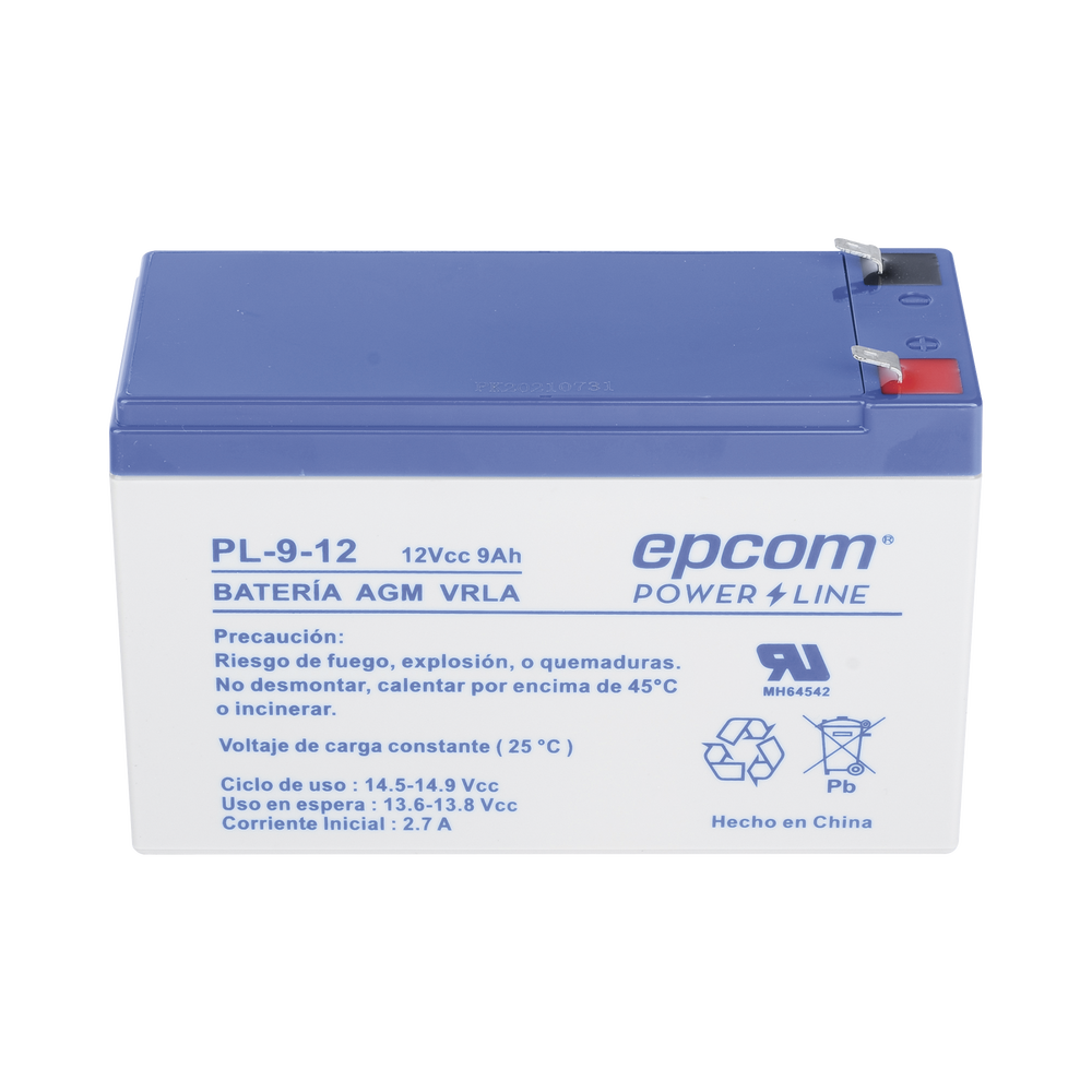 Batería Epcom 12 Vcd 9 Ah AGM-VRLA UL Terminales F1 PL912 - SILYMX