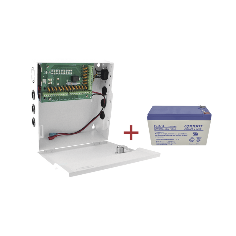 Kit Fuente con 18 salidas 20 Amperes totales Ajuste de voltaje de 11-15 V 20 A modelo PLK12DC20ABK + Batería incluída LK712 EPCOM POWERLINE PLK12DC20ABK/K - SILYMX