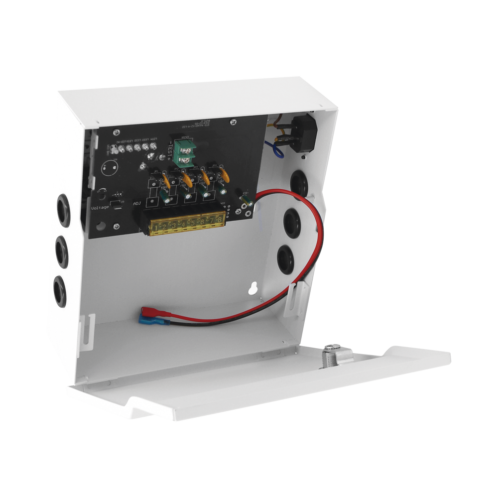 Fuente de Poder Profesional de 12 Vcc @ 4 A Soporta 4 Cámaras Capacidad de Batería de Respaldo (No Incluída) Voltaje de Entrada 96-264 Vca PLK12DC4ABK - SILYMX