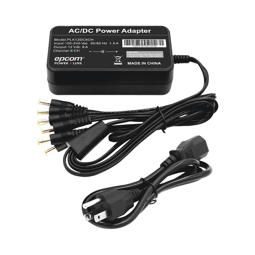 Fuente de Alimentación de 6 Salidas tipo Jack Macho de 12 Vcc / 6 Amper - SILYMX