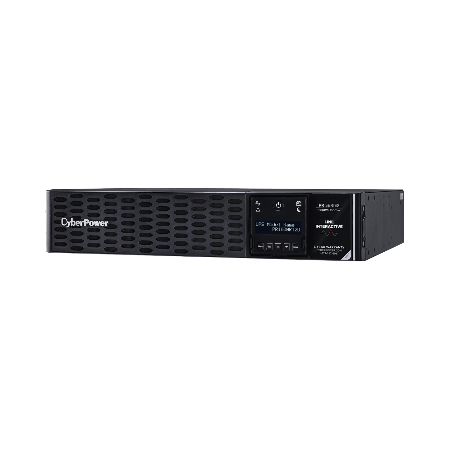 UPS No Break de 1000 VA /1000 W Entrada 120 Vca NEMA 5-15P Onda Senoidal Pura Torre o Rack 2 UR Con 8 Tomas NEMA 5-15R CYBERPOWER PR1000RT2U - SILYMX
