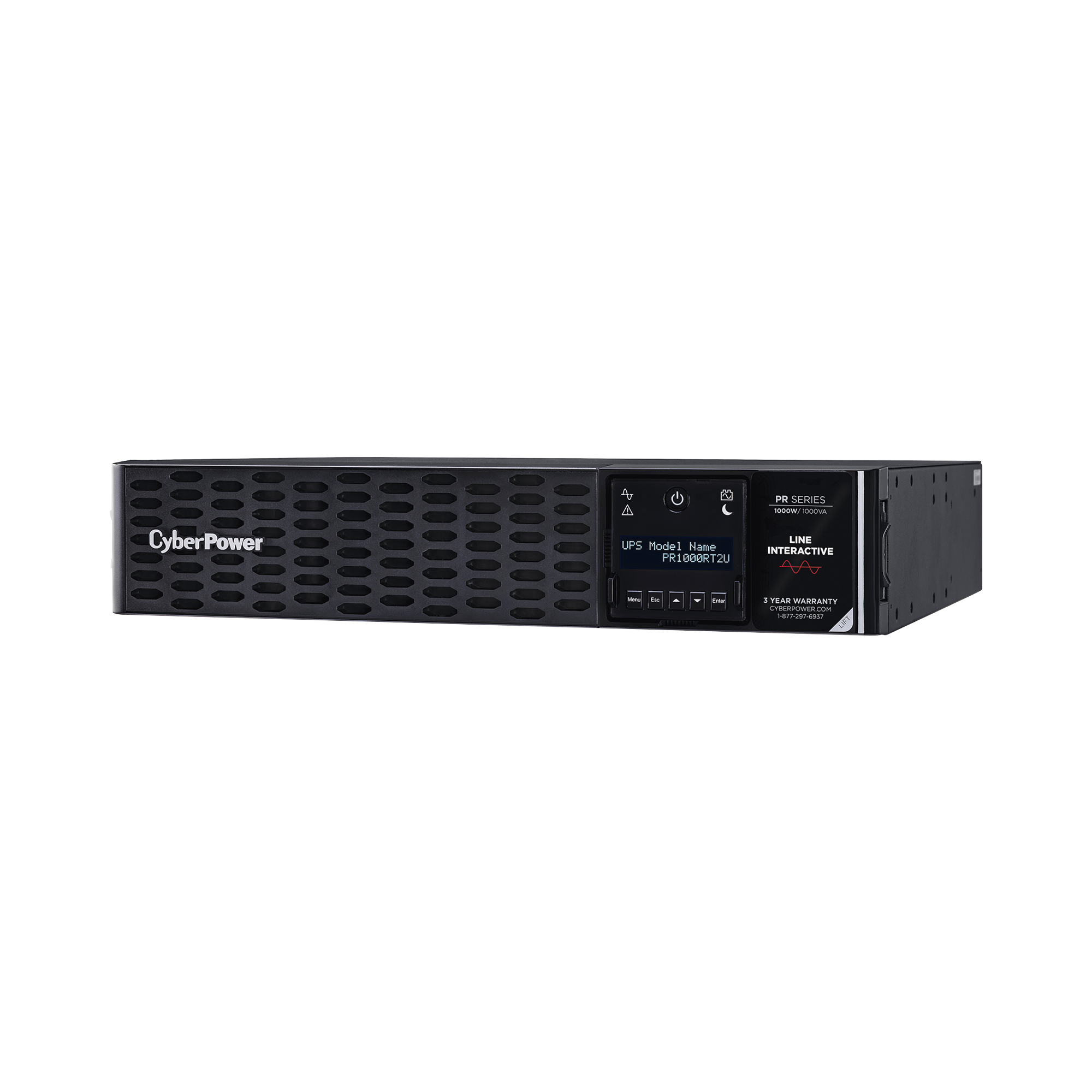 UPS No Break de 1000 VA /1000 W Entrada 120 Vca NEMA 5-15P Onda Senoidal Pura Torre o Rack 2 UR Con 8 Tomas NEMA 5-15R CYBERPOWER PR1000RT2U - SILYMX