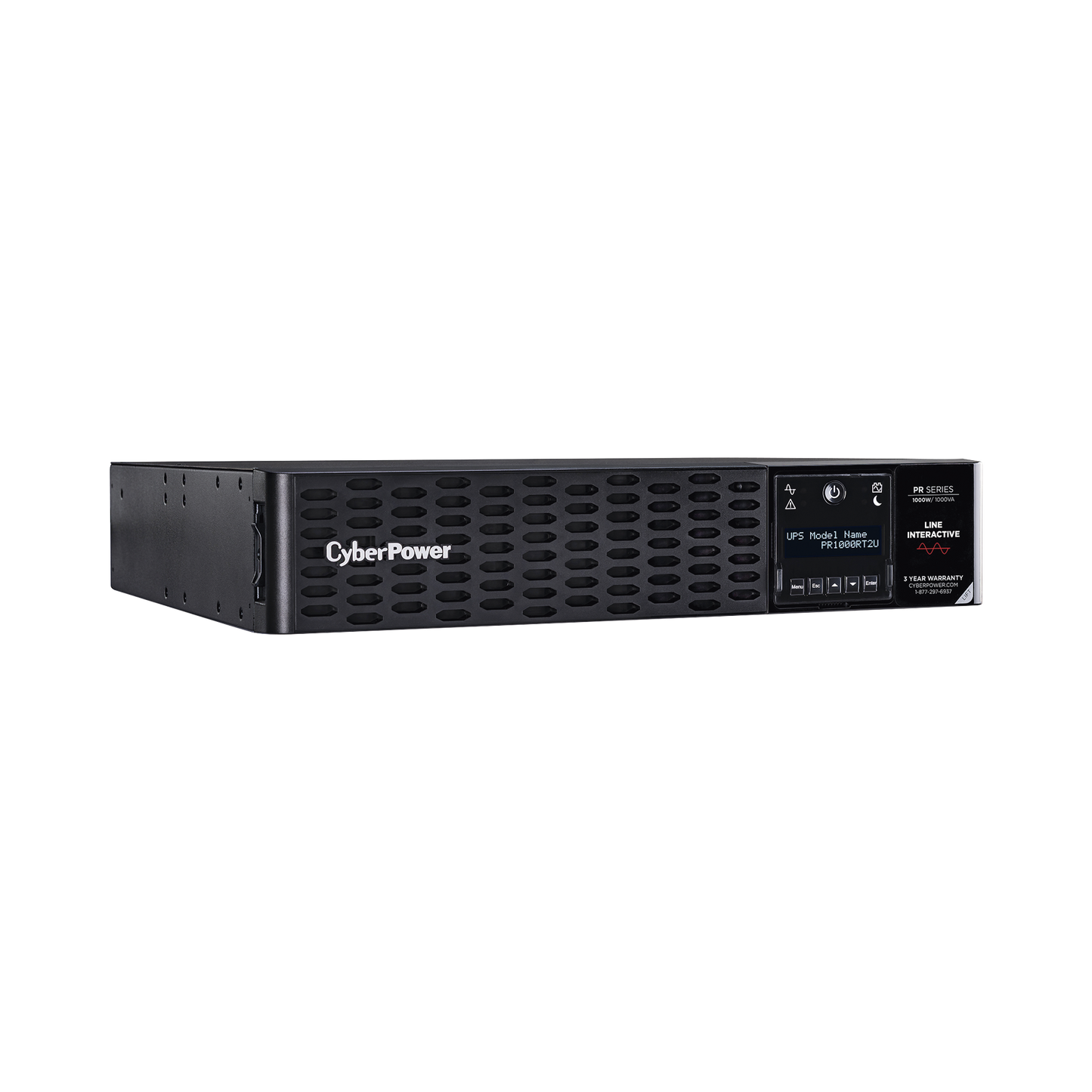 UPS No Break de 1000 VA /1000 W Entrada 120 Vca NEMA 5-15P Onda Senoidal Pura Torre o Rack 2 UR Con 8 Tomas NEMA 5-15R CYBERPOWER PR1000RT2U - SILYMX