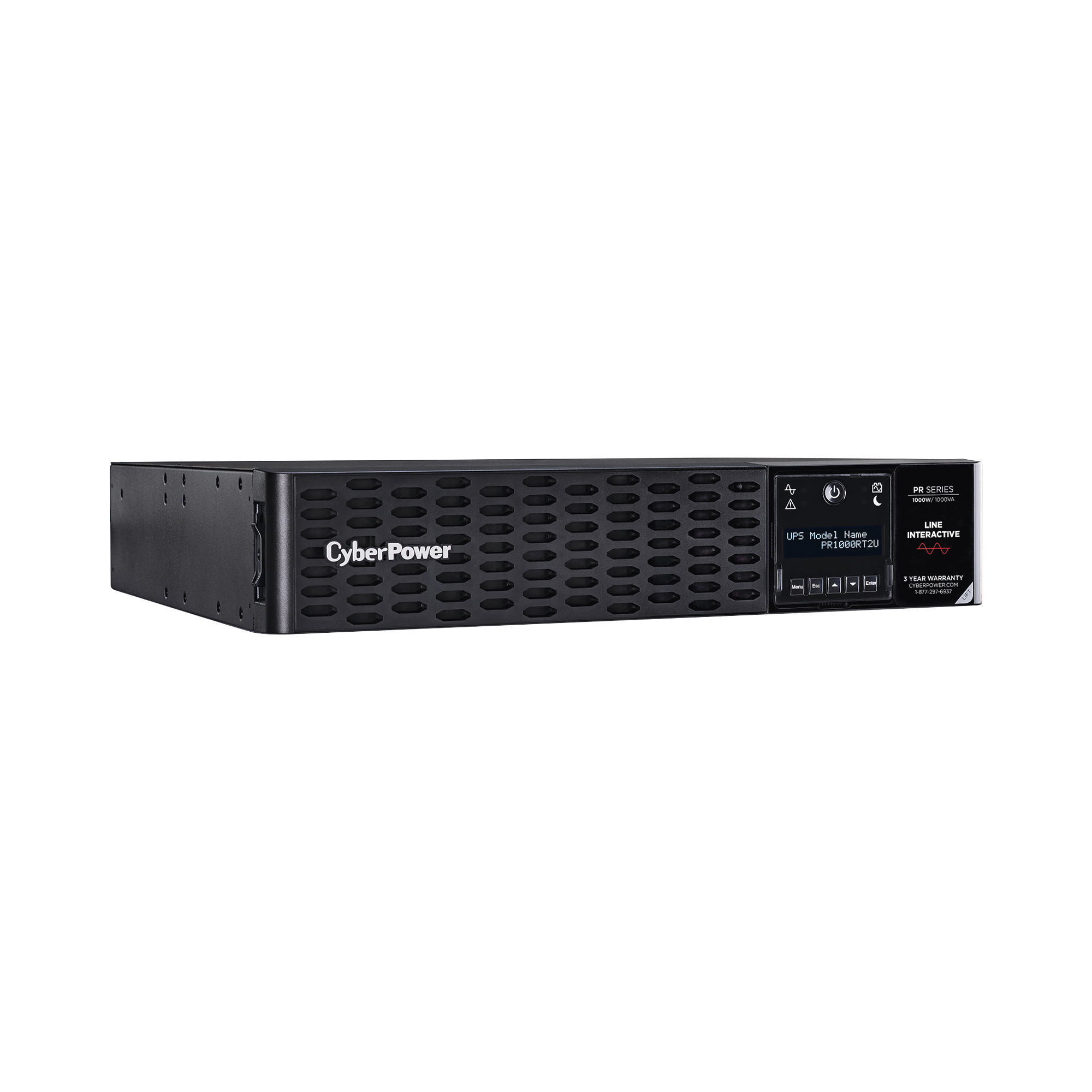 UPS No Break de 1000 VA /1000 W Entrada 120 Vca NEMA 5-15P Onda Senoidal Pura Torre o Rack 2 UR Con 8 Tomas NEMA 5-15R CYBERPOWER PR1000RT2U - SILYMX