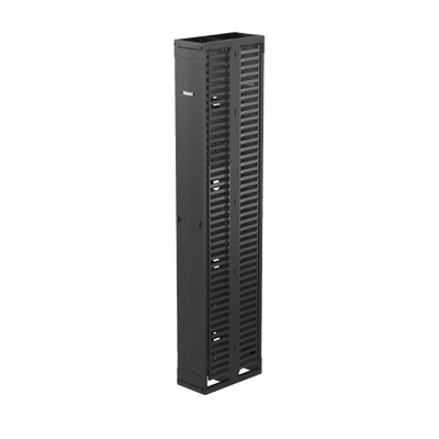 PANDUITPR2VD10Organizador Vertical PatchRunner™, Doble (Frontal y Posterior), Para Rack Abierto de 45 Unidades, 10in de Ancho, Color Negro - SILYMX
