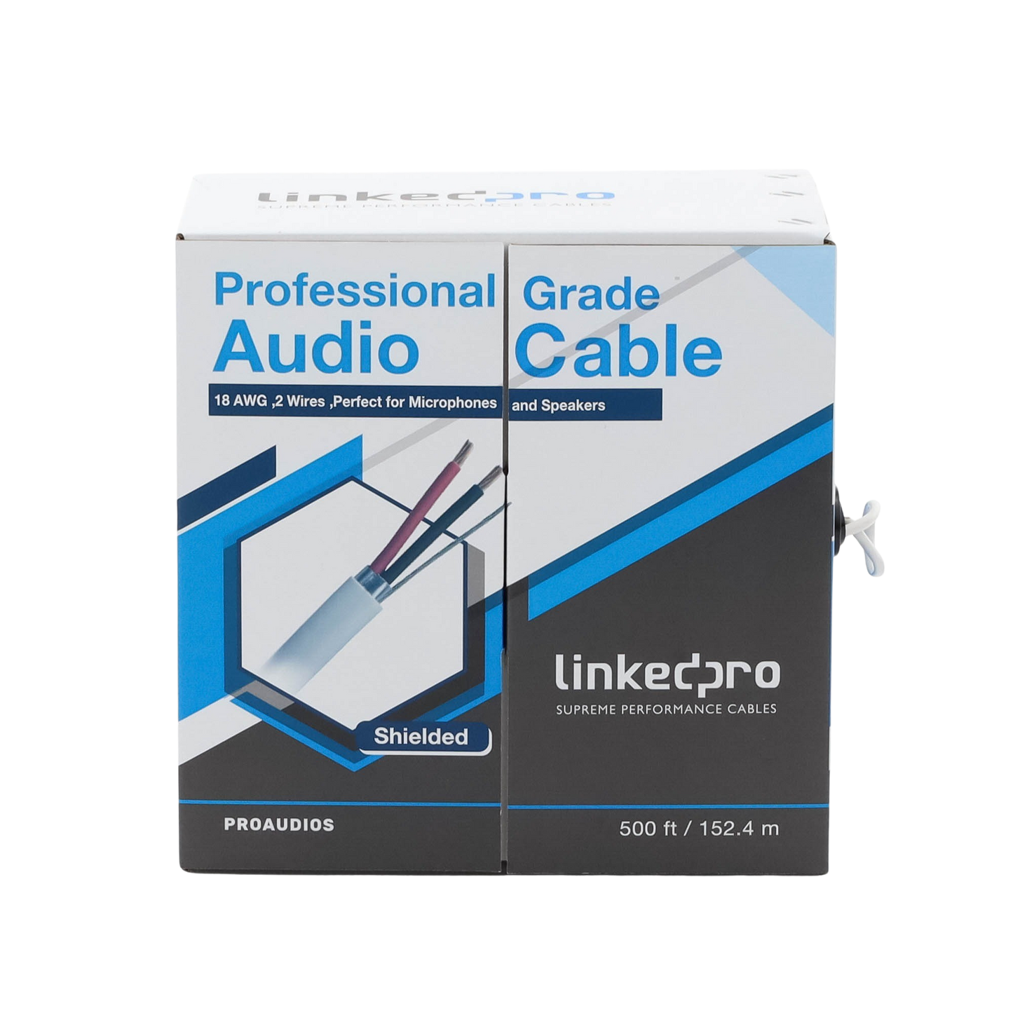 Cable para audio profesional 2 x 18 AWG 100% cobre BLINDADO perfecto para bocinas y micrófonos bobina de 152 m PRO-AUDIO-S - SILYMX
