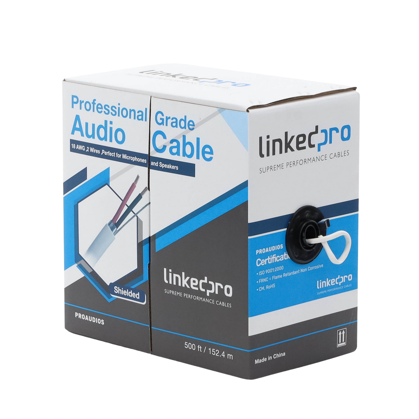 Cable para audio profesional 2 x 18 AWG 100% cobre BLINDADO perfecto para bocinas y micrófonos bobina de 152 m PRO-AUDIO-S - SILYMX