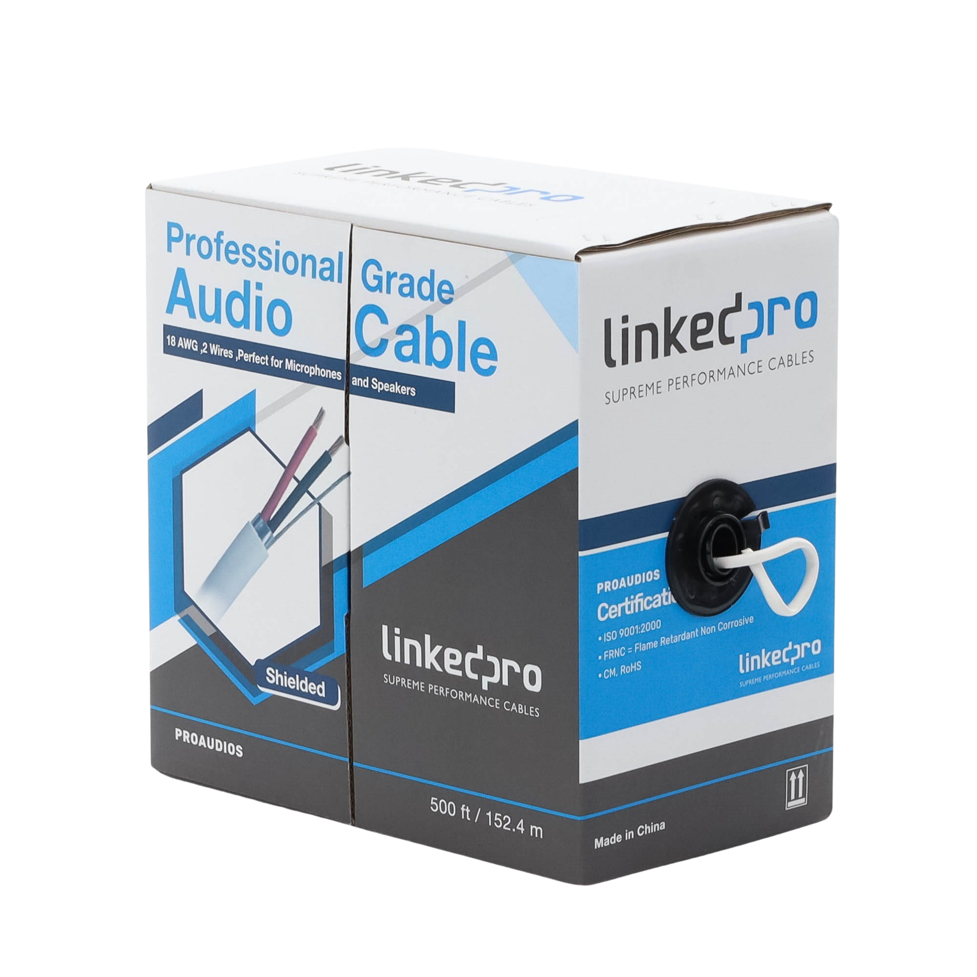 Cable para audio profesional 2 x 18 AWG 100% cobre BLINDADO perfecto para bocinas y micrófonos bobina de 152 m PRO-AUDIO-S - SILYMX