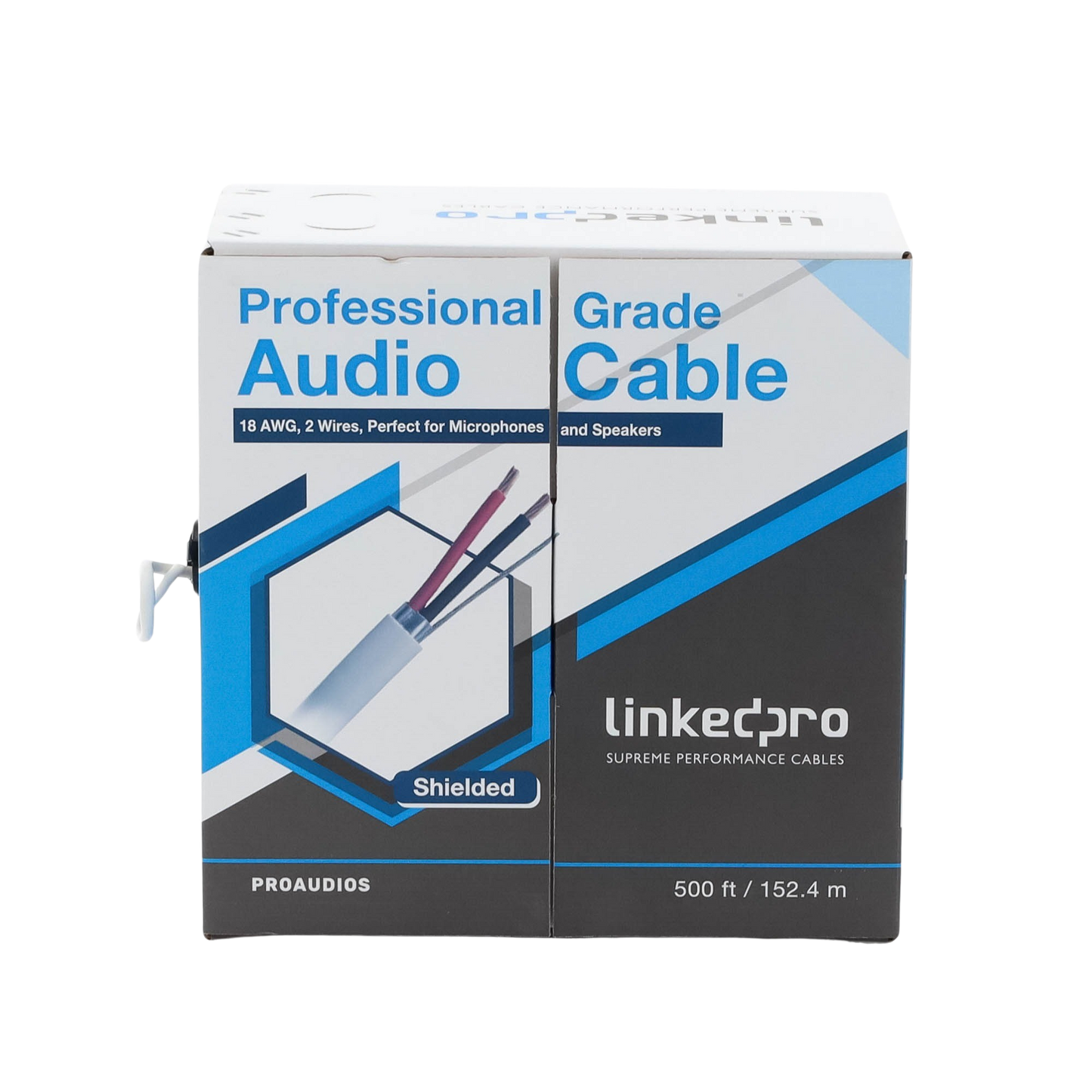 Cable para audio profesional 2 x 18 AWG 100% cobre BLINDADO perfecto para bocinas y micrófonos bobina de 152 m PRO-AUDIO-S - SILYMX