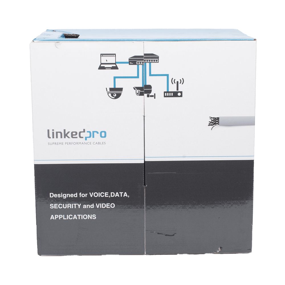 Bobina de cable de 305 m ( 1000 ft ) Cat5e alto desempeño de color Gris UL para aplicaciones en video vigilancia redes de datos Uso Interior - SILYMX