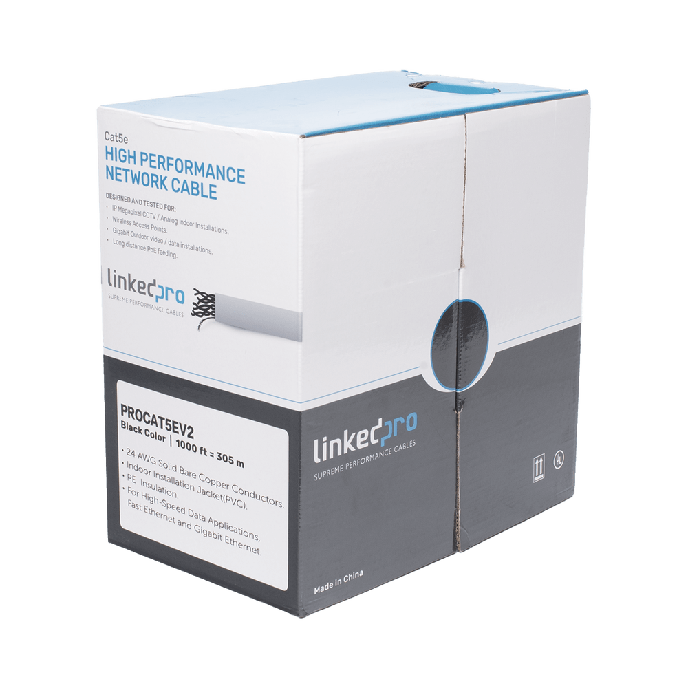 Bobina de cable de 305 m ( 1000 ft ) Cat5e alto desempeño de color Gris UL para aplicaciones en video vigilancia redes de datos Uso Interior - SILYMX