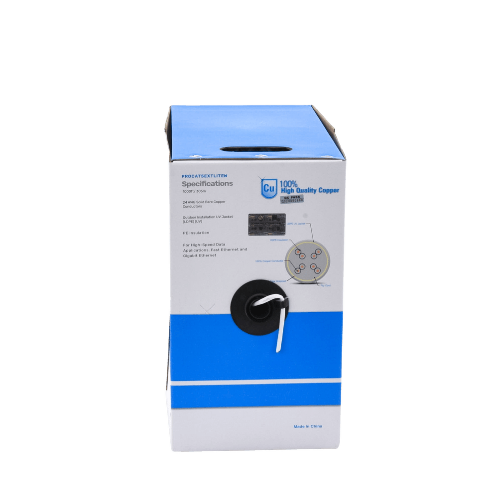 Bobina de cable Linkedpro Cat5e intemperie sin blindar 100% Cobre 305 Metros color blanco PRO-CAT5-EXT-LITEW - SILYMX