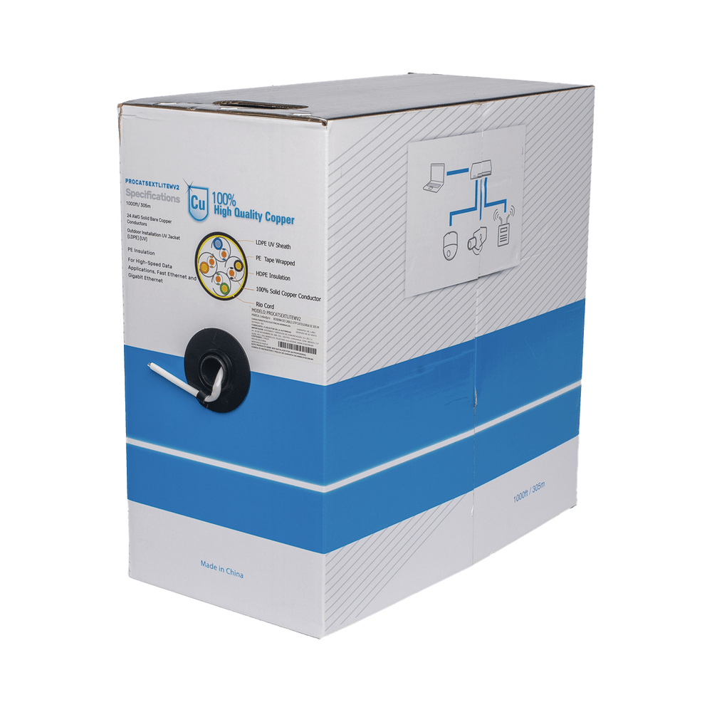 Bobina de cable Cat5e para intemperie sin blindar color blanco de 305 m UL PRO-CAT5-EXT-LITEW-V2 - SILYMX