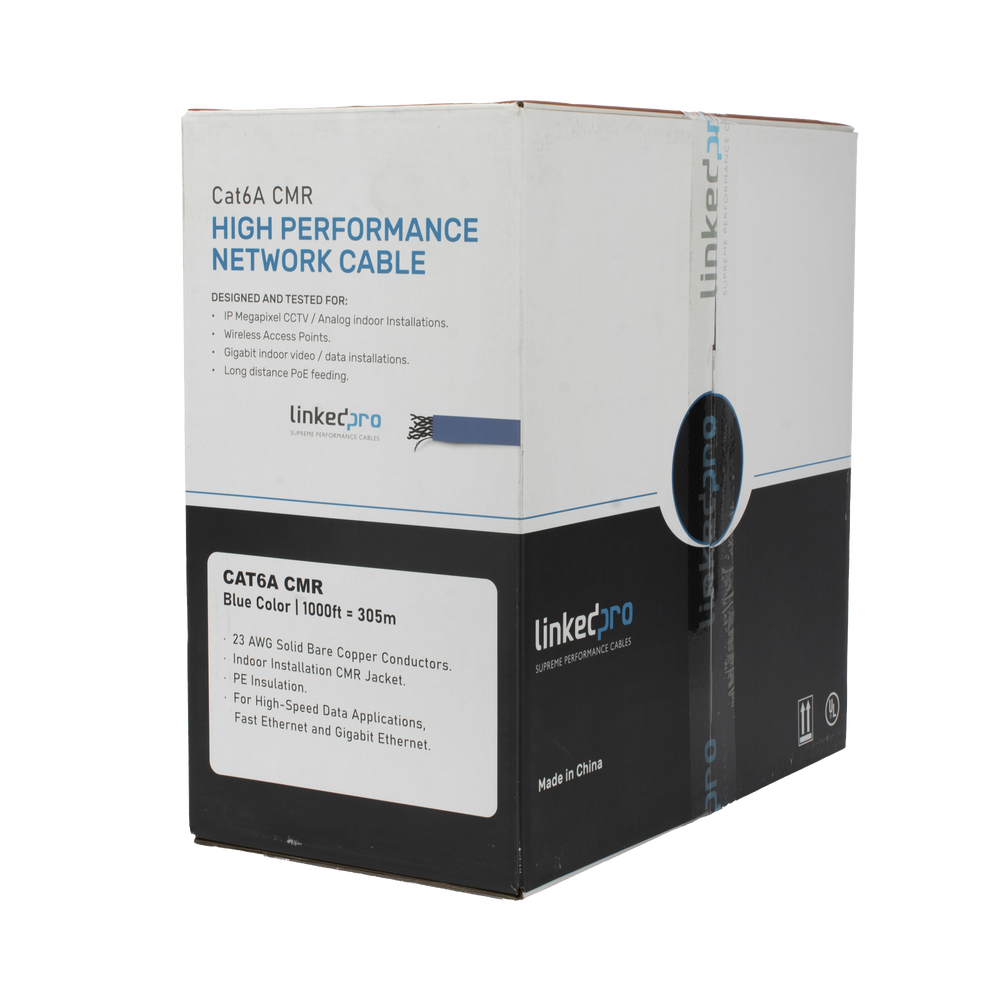 Bobina de Cable Cat6A 305m LINKEDPRO BY EPCOM Azul CMR 10G 500MHz – Modelo PRO-CAT6A-R