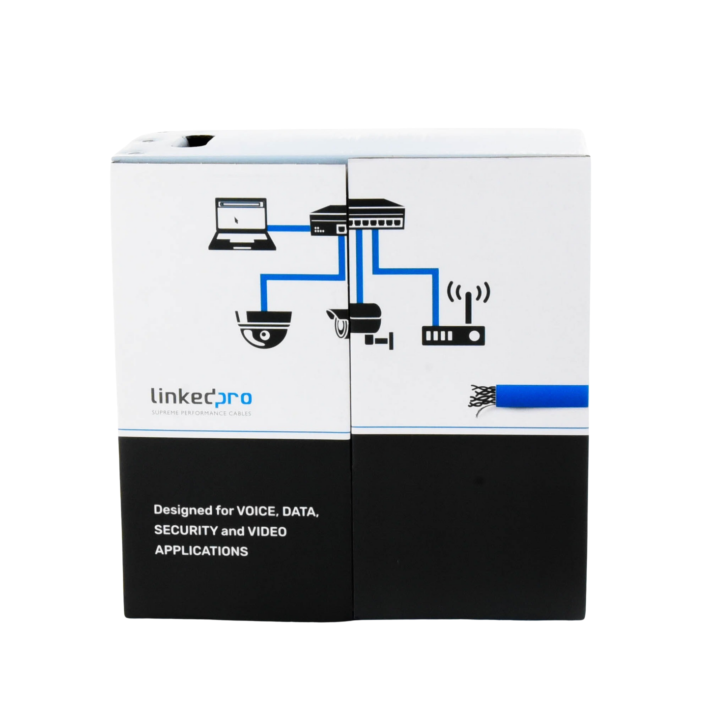 Bobina Cable Cat6+ 305m 23AWG 100% Cobre Azul UL ETL Interior | LINKEDPRO PRO-CAT-6-PLUS - SILYMX