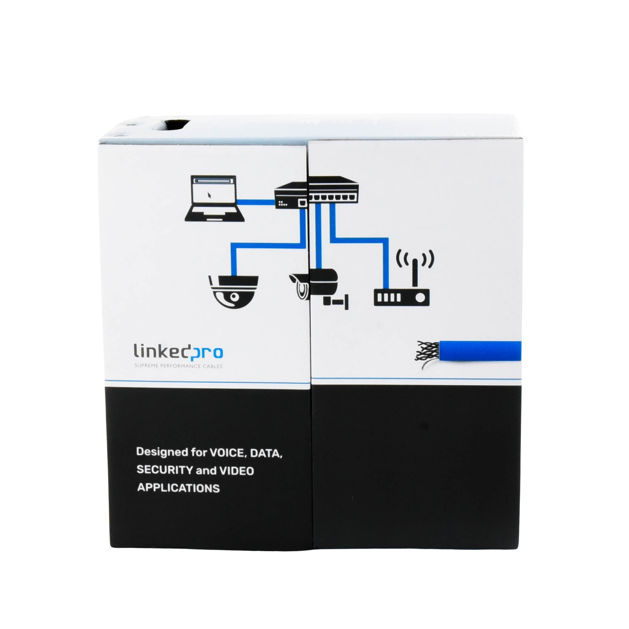 Bobina Cable Cat6+ 305m 23AWG 100% Cobre Azul UL ETL Interior | LINKEDPRO PRO-CAT-6-PLUS - SILYMX