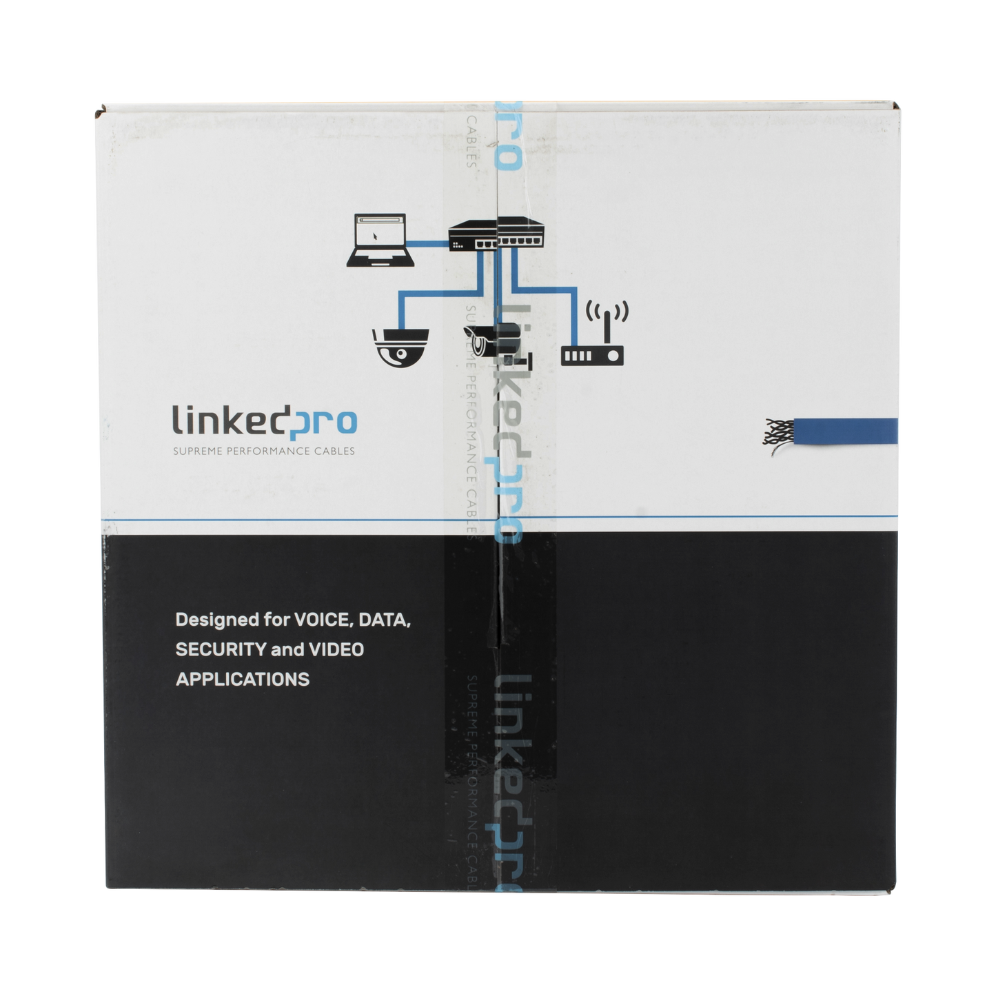 Bobina de cable Cat6+ CMR CALIBRE 23 ALTO RENDIMIENTO ETL UL color azul super flexible Uso interior de 305 metros PRO-CAT6-R