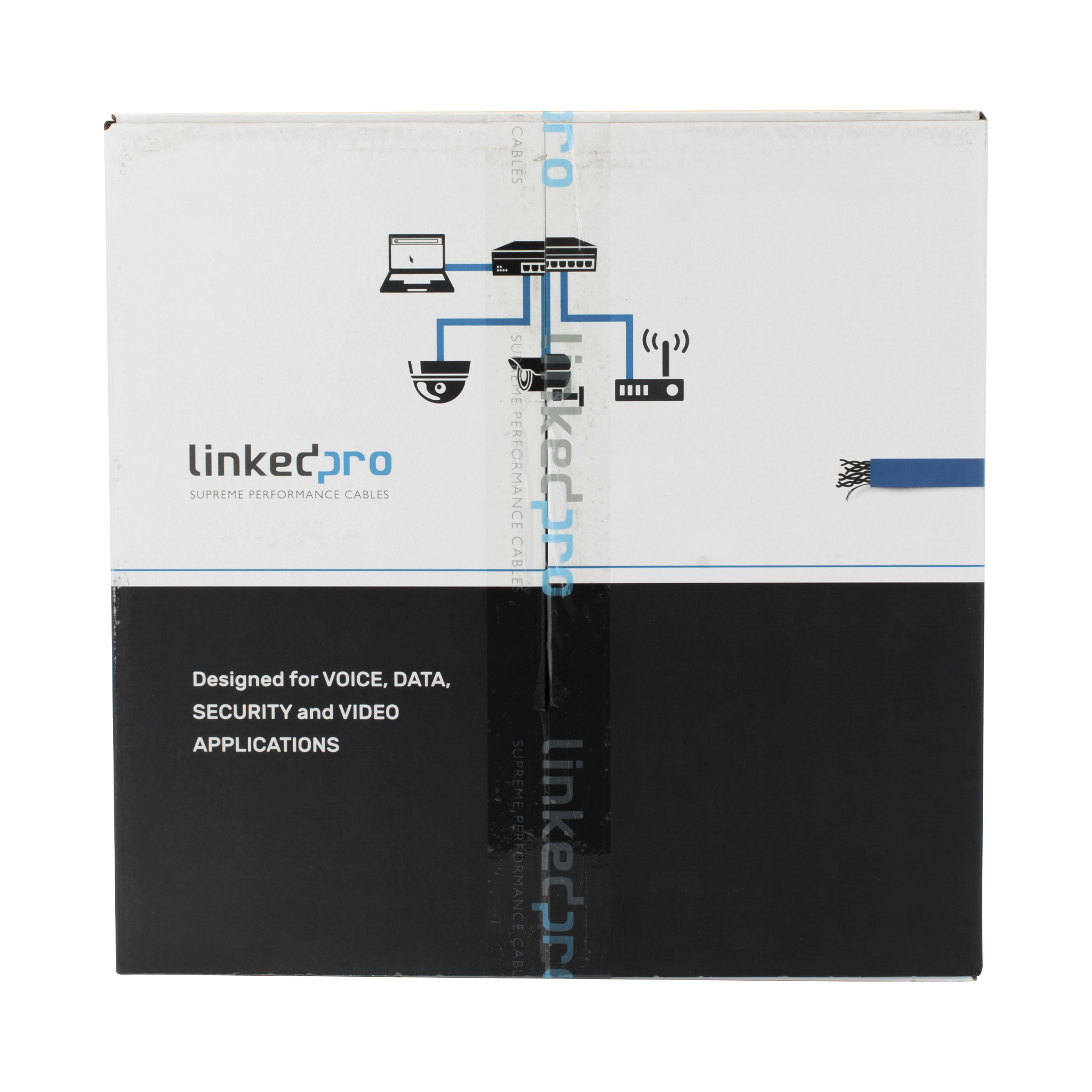 Bobina de cable Cat6+ CMR CALIBRE 23 ALTO RENDIMIENTO ETL UL color azul super flexible Uso interior de 305 metros PRO-CAT6-R