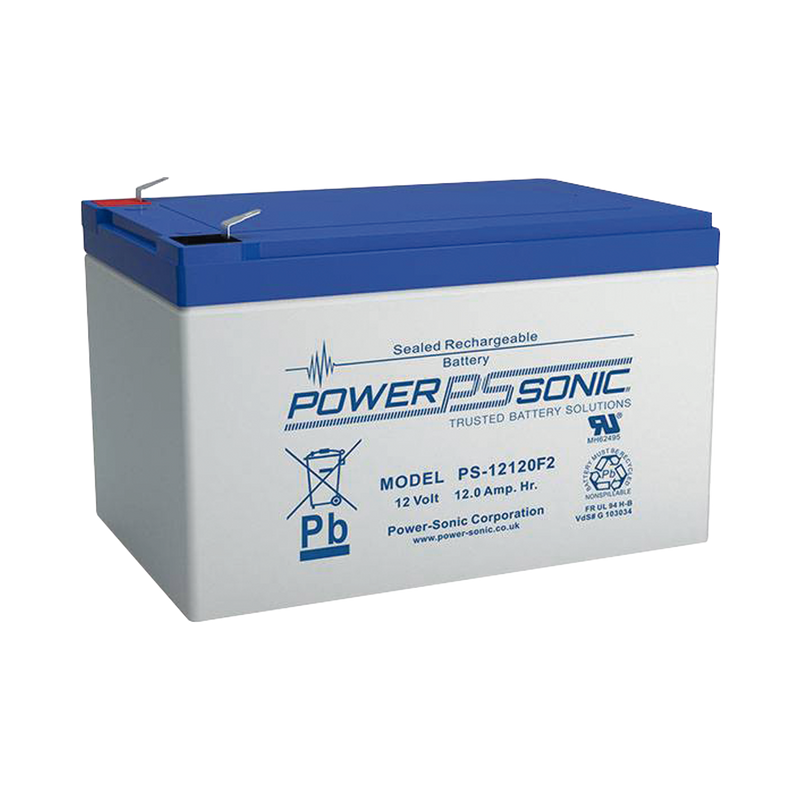 Batería 12V 12AH Para Respaldo AGM/VRLA 5 Años Vida Útil Terminales F2 Reconocida UL POWER SONIC PS-12120-F2 - SILYMX