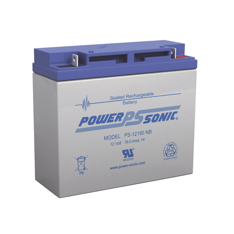 Batería 12V 18AH Para Respaldo AGM/VRLA Diseño De Vida Útil 5 Años Terminales Tipo NB Listada UL Libre De Mantenimiento POWER SONIC PS-12180-NB - SILYMX