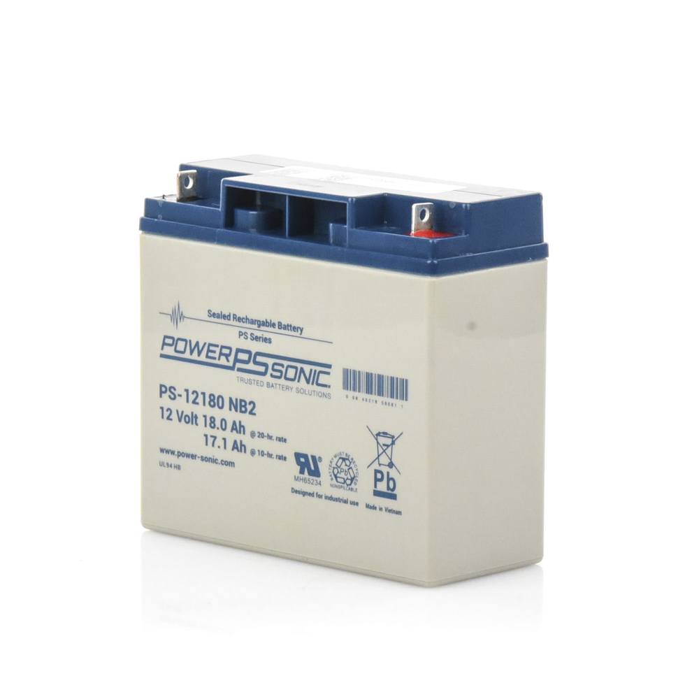 Batería POWER SONIC Ácido de Plomo Sellada Recargable 12V 18AH 5 Años Vida Útil Terminales tipo NB2 Reconocida UL Propósitos Generales PS-12180-NB2 - SILYMX