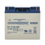 Batería POWER SONIC Ácido de Plomo Sellada Recargable 12V 18AH 5 Años Vida Útil Terminales tipo NB2 Reconocida UL Propósitos Generales PS-12180-NB2 - SILYMX