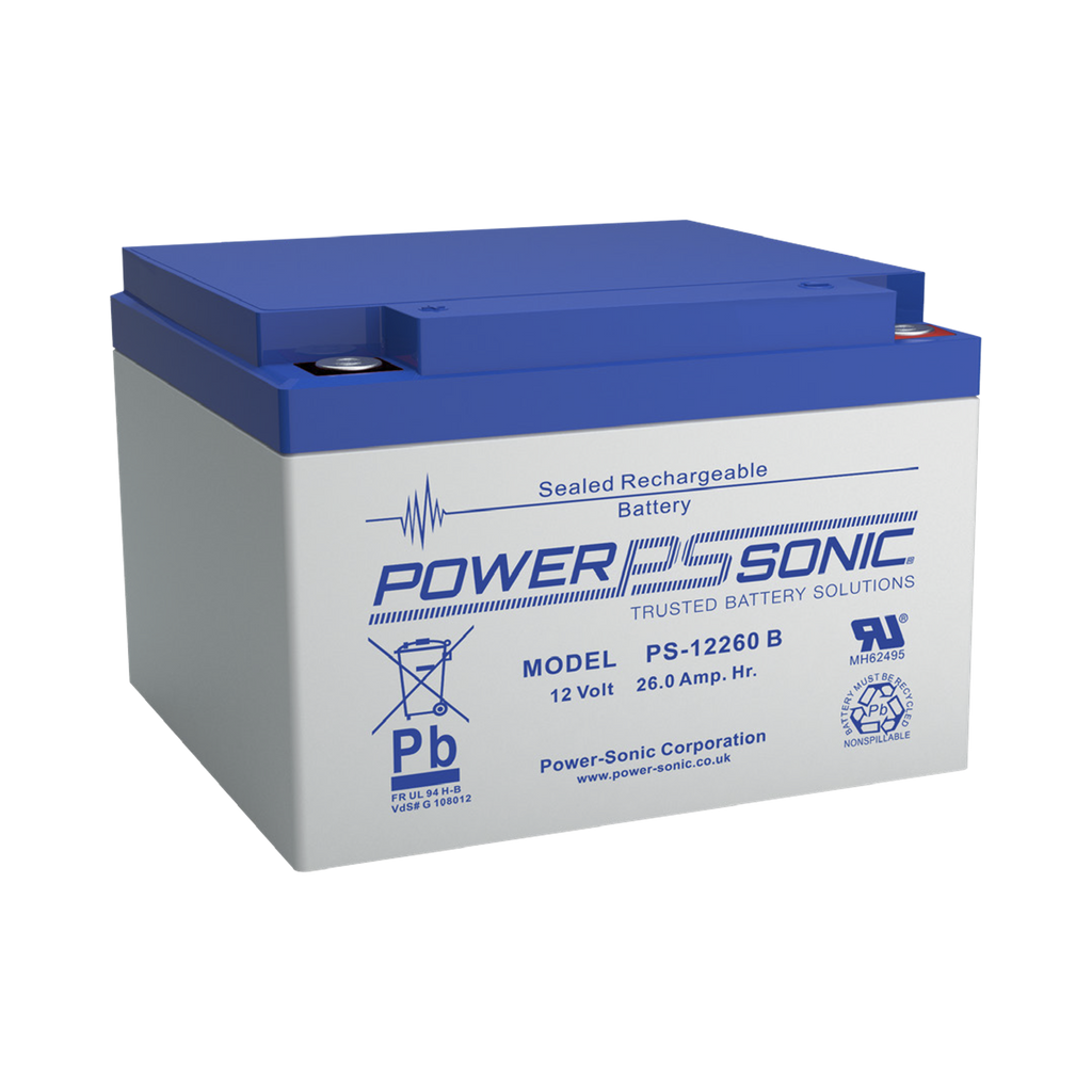 Batería 12V 26AH Para Respaldo AGM/VRLA 5 Años Vida Útil Terminales M5 Reconocida UL POWER SONIC PS-12260-B - SILYMX