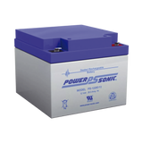 Batería 12V 26AH Para Respaldo AGM/VRLA 5 Años Vida Útil Terminales F2 Reconocida UL POWER SONIC PS-12260-F2 - SILYMX
