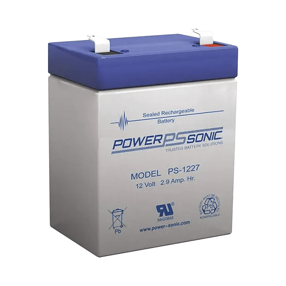 BateriasPOWER SONICPS1227Batería 12V 2.9AH Respaldo AGM VRLA Terminales F1 5 Años Vida Útil Power Sonic PS1227 - SILYMX