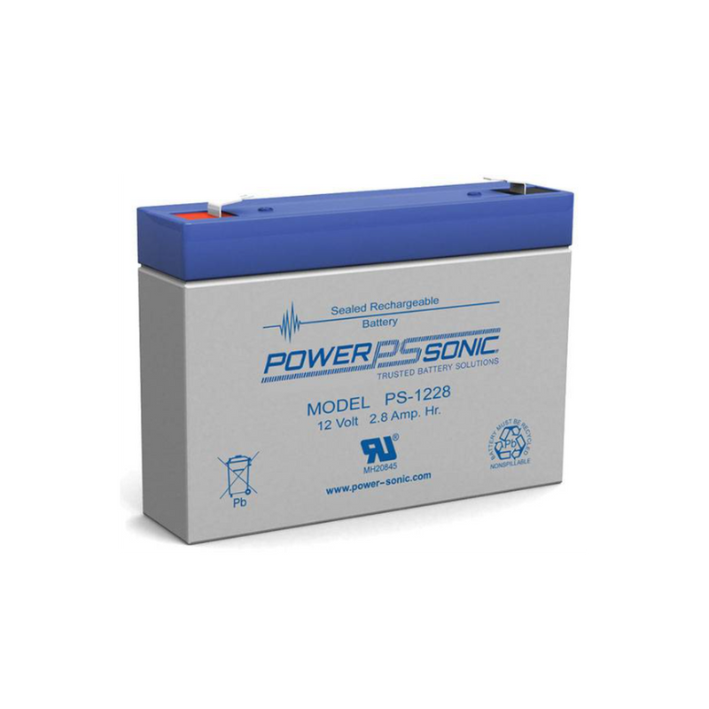 Batería 12V 2.8AH Para Respaldo AGM/VRLA 5 Años Vida Útil Terminales F1 Reconocida UL POWER SONIC PS-1228 - SILYMX