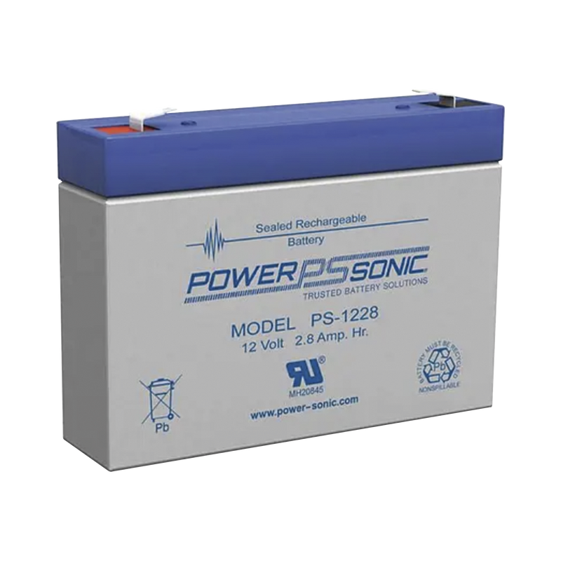 Batería 12V 2.8AH Para Respaldo AGM/VRLA 5 Años Vida Útil Terminales F1 Reconocida UL POWER SONIC PS-1228-F1 - SILYMX