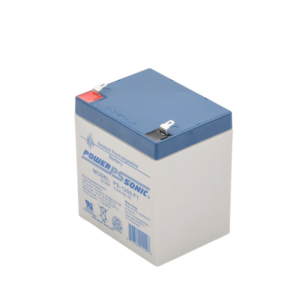 Batería POWER SONIC 12V 5AH Para Respaldo Tecnologías AGM/VRLA 5 Años Vida Útil Terminales F1 Reconocida UL PS-1250-F1 - SILYMX