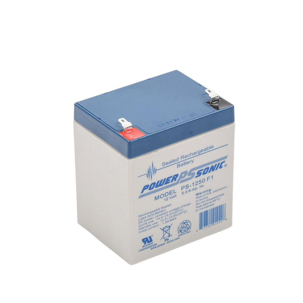 Batería POWER SONIC 12V 5AH Para Respaldo Tecnologías AGM/VRLA 5 Años Vida Útil Terminales F1 Reconocida UL PS-1250-F1 - SILYMX
