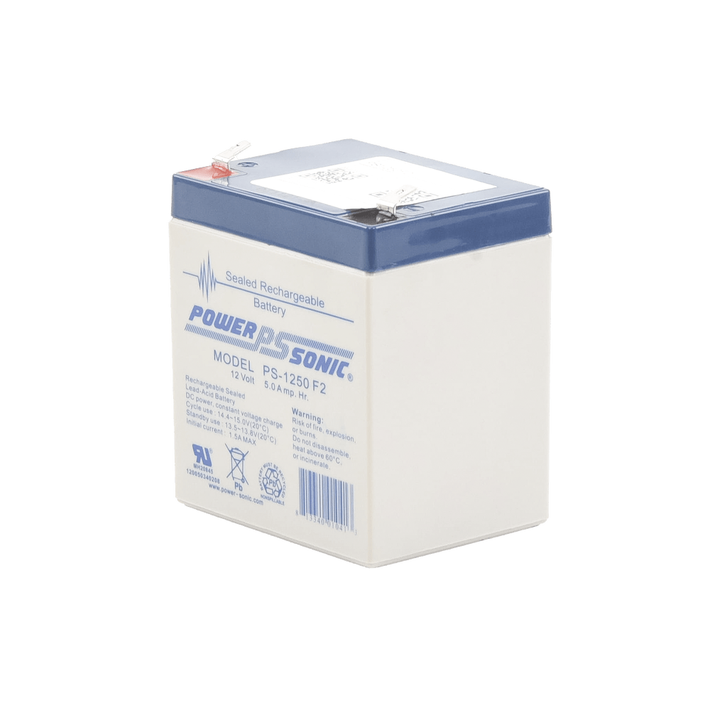 Batería POWER SONIC 12V 5AH Para Respaldo Tecnologías AGM/VRLA 5 Años Vida Útil Terminales F2 Reconocida UL PS-1250-F2 - SILYMX