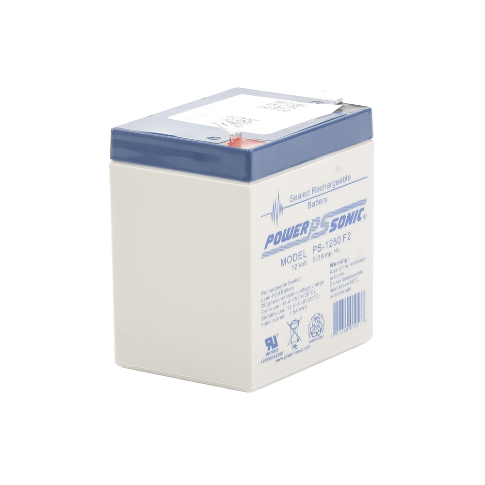 Batería POWER SONIC 12V 5AH Para Respaldo Tecnologías AGM/VRLA 5 Años Vida Útil Terminales F2 Reconocida UL PS-1250-F2 - SILYMX