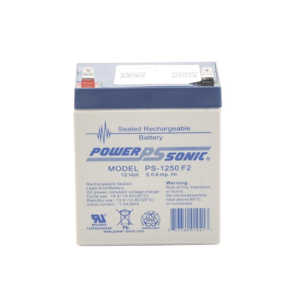 Batería POWER SONIC 12V 5AH Para Respaldo Tecnologías AGM/VRLA 5 Años Vida Útil Terminales F2 Reconocida UL PS-1250-F2 - SILYMX