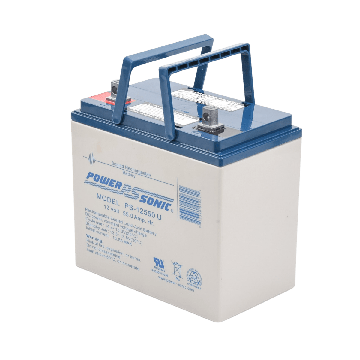 BateríasPOWER SONICPS-12550UBatería 12V 55AH Para Respaldo AGM/VRLA 5 Años Vida Útil Terminales U Reconocida UL POWER SONIC PS - 12550U - SILYMX