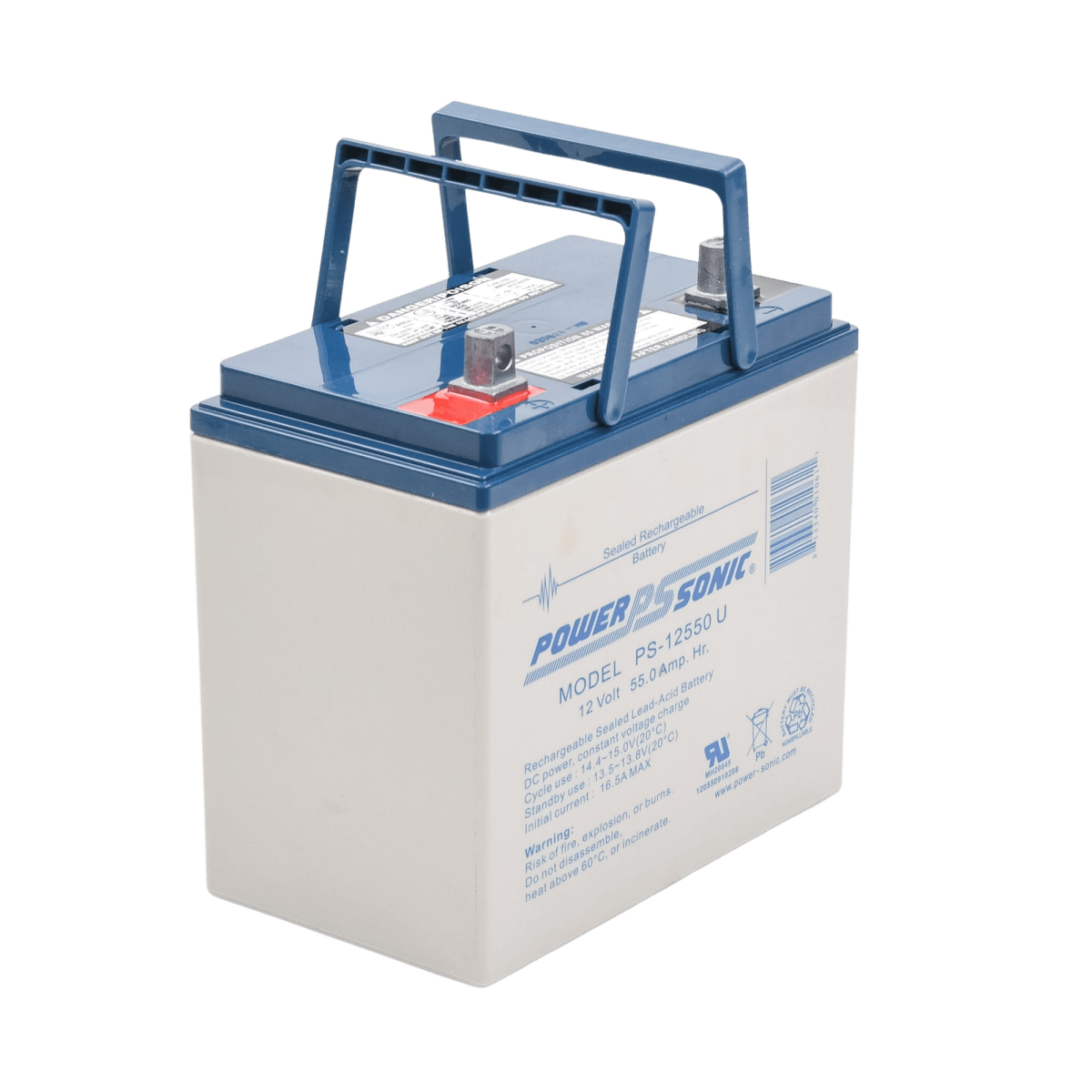 BateríasPOWER SONICPS-12550UBatería 12V 55AH Para Respaldo AGM/VRLA 5 Años Vida Útil Terminales U Reconocida UL POWER SONIC PS - 12550U - SILYMX
